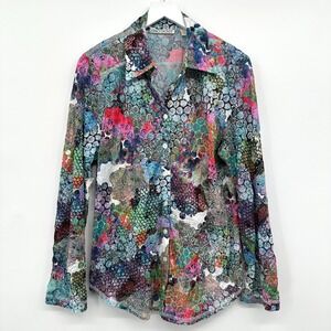 Sno Skins Top Shirt Womens Large Crinkle Stretch Knit Long Sleeve Artsy USA